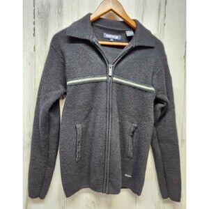 Fila sport Sweater Men S Black Zip 100% Wool Slim Fit Preppy Professor Jacket